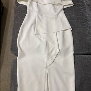 Lavish Alice Off-White Asymmetrical Dress